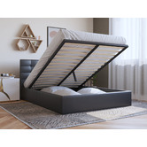 Rawson &amp; Co Black Amalfi Faux Leather Gas Lift Storage Bed Frame