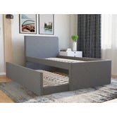 Rawson &amp; Co Grey Selina Upholstered King Single Bed with Trundle