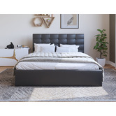 Rawson &amp; Co Black Amalfi Buttoned Faux Leather Gas Lift Bed Frame