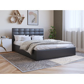 Rawson &amp; Co Black Amalfi Buttoned Faux Leather Gas Lift Bed Frame