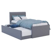 Rawson &amp; Co Grey Selina Upholstered King Single Bed with Trundle