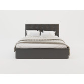 Rawson &amp; Co Black Amalfi Buttoned Faux Leather Gas Lift Bed Frame