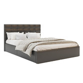 Rawson &amp; Co Black Amalfi Buttoned Faux Leather Gas Lift Bed Frame
