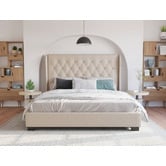Rawson &amp; Co Beige Harlow Winged Bed Frame
