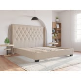 Rawson &amp; Co Beige Harlow Winged Bed Frame
