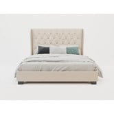 Rawson &amp; Co Beige Harlow Winged Bed Frame