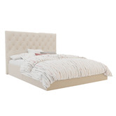 Rawson &amp; Co Beige Oxford Gas Lift Storage Bed Frame
