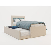 Rawson &amp; Co Beige Selina Upholstered King Single Bed with Trundle