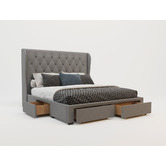 Rawson &amp; Co Grey Harlow Upholstered Bed Frame with Storage