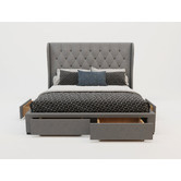 Rawson &amp; Co Grey Harlow Upholstered Bed Frame with Storage