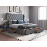 Rawson &amp; Co Grey Harlow Upholstered Bed Frame with Storage