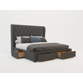 Rawson &amp; Co Charcoal Harlow Upholstered Bed Frame with Storage Drawers