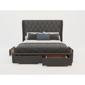 Rawson &amp; Co Charcoal Harlow Upholstered Bed Frame with Storage