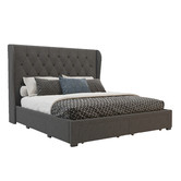 Rawson &amp; Co Charcoal Harlow Upholstered Bed Frame with Storage Drawers
