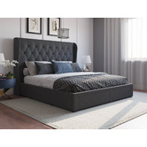 Rawson &amp; Co Charcoal Harlow Upholstered Bed Frame with Storage