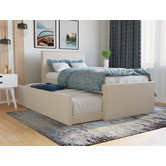 Rawson &amp; Co Beige Selina Upholstered King Single Bed with Trundle