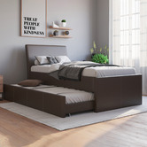 Rawson &amp; Co Vivian Faux Leather King Single Bed with Trundle