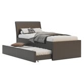 Rawson &amp; Co Vivian Faux Leather King Single Bed with Trundle