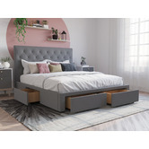 Rawson &amp; Co Grey Oxford Upholstered Bed Frame with Storage