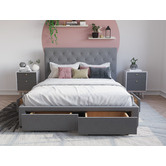 Rawson &amp; Co Grey Oxford Upholstered Bed Frame with Storage