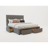 Rawson &amp; Co Grey Oxford Upholstered Bed Frame with Storage