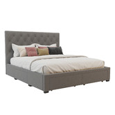 Rawson &amp; Co Grey Oxford Upholstered Bed Frame with Storage