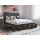 Rawson &amp; Co Charcoal Oxford Upholstered Bed Frame with Storage