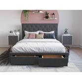 Rawson &amp; Co Charcoal Oxford Upholstered Bed Frame with Storage
