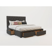 Rawson &amp; Co Charcoal Oxford Upholstered Bed Frame with Storage