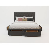 Rawson &amp; Co Charcoal Oxford Upholstered Bed Frame with Storage