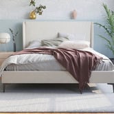 Rawson &amp; Co Beige Zheng Upholstered Bed Frame with Black Legs
