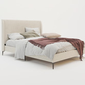 Rawson &amp; Co Beige Zheng Upholstered Bed Frame with Black Legs