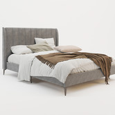 Rawson &amp; Co Grey Modern Classic Herman Velvet Bed Frame