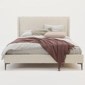 Rawson &amp; Co Beige Zheng Upholstered Bed Frame with Black Legs
