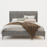 Rawson &amp; Co Grey Modern Classic Herman Velvet Bed Frame