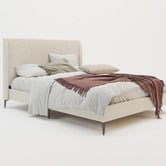 Rawson &amp; Co Beige Zheng Upholstered Bed Frame with Black Legs