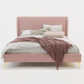 Rawson & Co Pink Zheng Velvet Bed Frame with Gold Legs | Temple & Webster