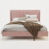 Rawson &amp; Co Pink Modern Classic Herman Velvet Bed Frame