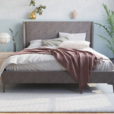 Rawson &amp; Co Grey Zheng Velvet Bed Frame with Black Legs