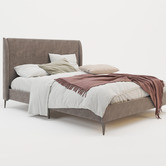 Rawson &amp; Co Grey Zheng Velvet Bed Frame with Black Legs