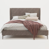 Rawson &amp; Co Grey Zheng Velvet Bed Frame with Black Legs