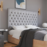 Rawson &amp; Co Grey Modern Classic Mansory Velvet Bedhead
