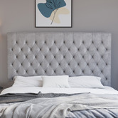 Rawson &amp; Co Grey Modern Classic Mansory Velvet Bedhead