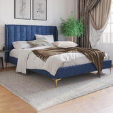 Rawson &amp; Co Blue Modern Classic Herman Velvet Bed Frame