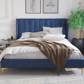 Rawson &amp; Co Blue Modern Classic Herman Velvet Bed Frame