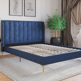 Rawson &amp; Co Blue Modern Classic Herman Velvet Bed Frame
