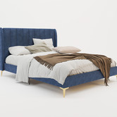 Rawson &amp; Co Blue Modern Classic Herman Velvet Bed Frame
