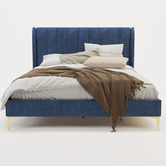Rawson &amp; Co Blue Modern Classic Herman Velvet Bed Frame