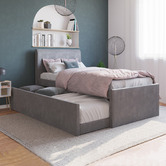 Rawson &amp; Co Selina Velvet King Single Bed with Trundle