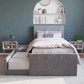 Rawson &amp; Co Selina Velvet King Single Bed with Trundle
